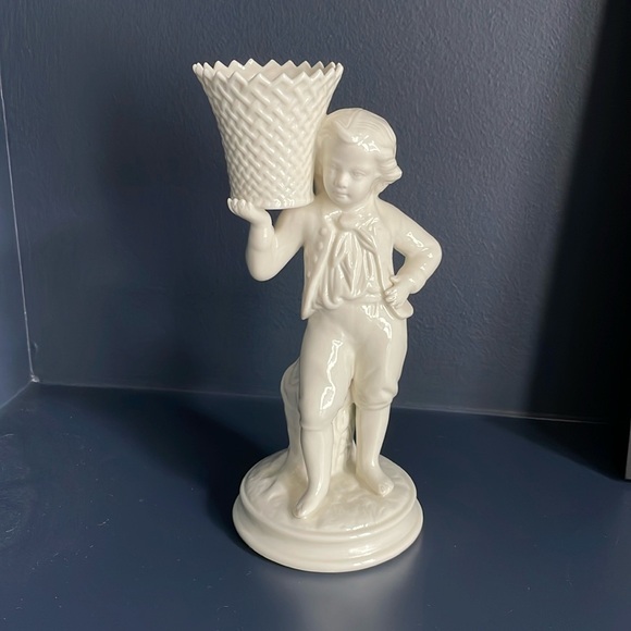 Belleek china boy with basket collectible. - Picture 1 of 6